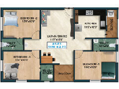 3 BHK - 1440 SQFT