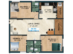 3 BHK - 1455 SQFT